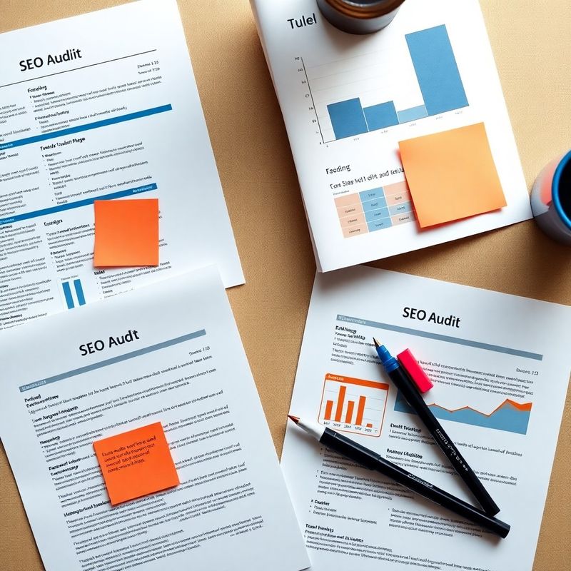 Vytlačená SEO audit správa s poznámkami